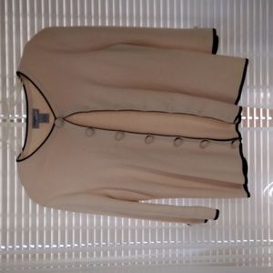 Designers Originals cream colored cardigan with black trim. Size L.